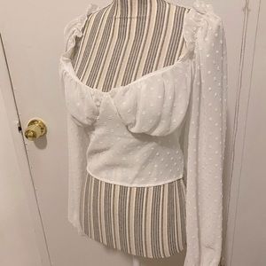 White Long Sleeve Crop Top